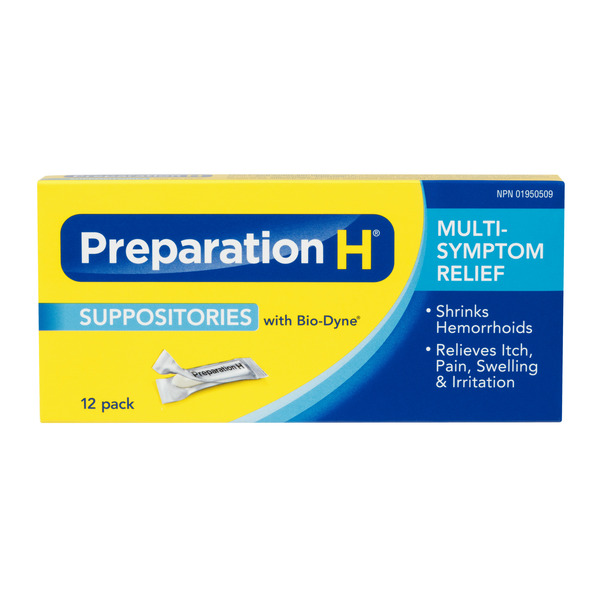 First Aid Preparation H Multi-Symptom Hemorrhoid Treatment Suppositories With Bio-Dyne - 12 Count hero