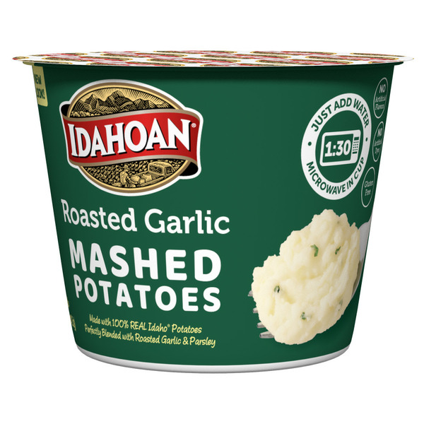 Instant Foods Idahoan® Roasted Garlic Mashed Potatoes Cup hero