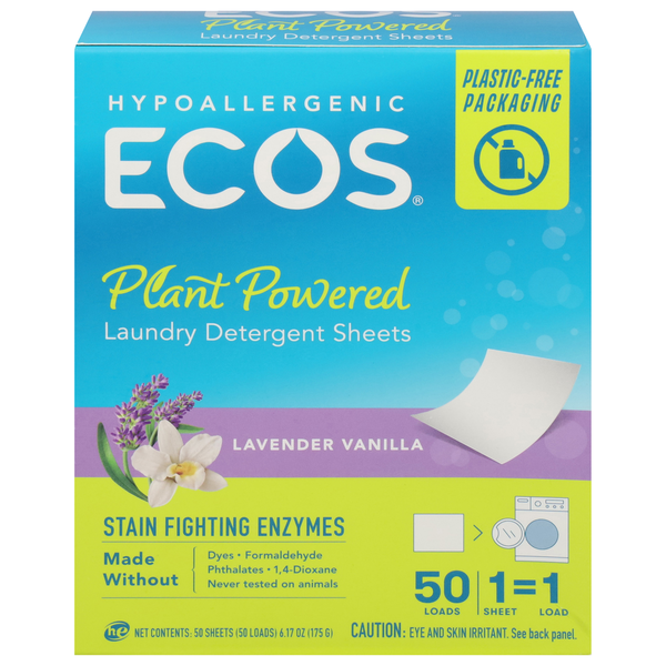 Laundry Ecos Laundry Detergent Sheets, Plant Powered, Lavender Vanilla hero