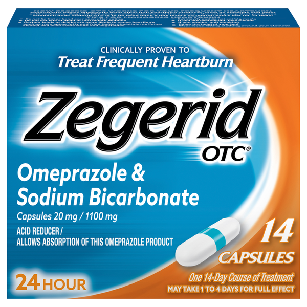 Zegerid OTC Omeprazole & Sodium Bicarbonate, 20 mg/1100 mg, Capsules hero