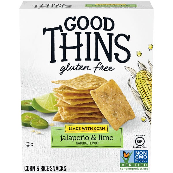 Crackers GOOD THINS Jalapeño & Lime Corn & Rice Snacks Gluten Free Crackers hero