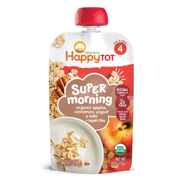 Food & Formula Happy Tot Organics Stage 4 Organic Apples, Cinnamon, Yogurt & Oats + Super Chia Pouch hero