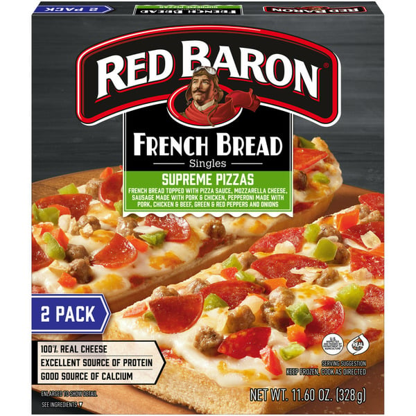 Frozen Pizza Red Baron French Bread Singles Supreme Pizzas hero