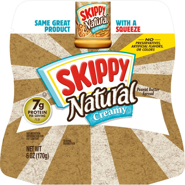 Spreads SKIPPY Natural Peanut Butter Spread Squeeze Pack hero