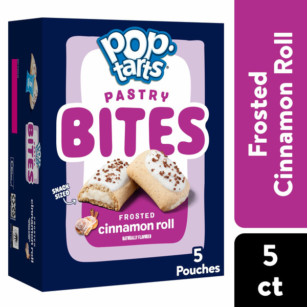 Breakfast Bars & Pastries Pop-Tarts Baked Pastry Bites, Kids Snacks, School Lunch, Frosted Cinnamon Roll hero