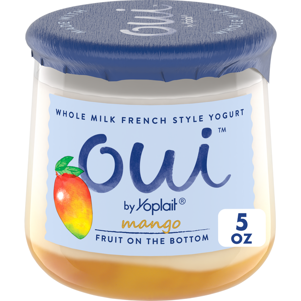 Yogurt Yoplait Oui French Style Mango Whole Milk Yogurt, Glass Yogurt Jar hero