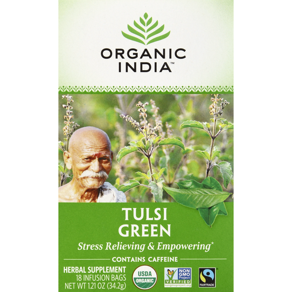 Tea ORGANIC INDIA Tulsi Holy Basil Green Tea, Infusion Bags hero