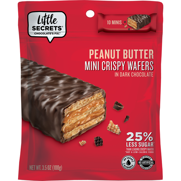 Candy & Chocolate Little Secrets Chocolates Peanut Butter, Mini Crispy Wafers in Dark Chocolate hero