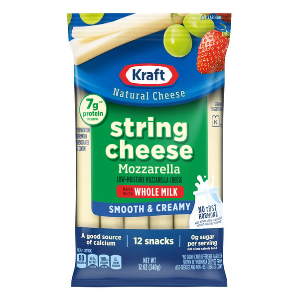 Specialty Cheeses Kraft Whole Milk Mozzarella String Cheese Stick oz (-1 oz.) Bag hero