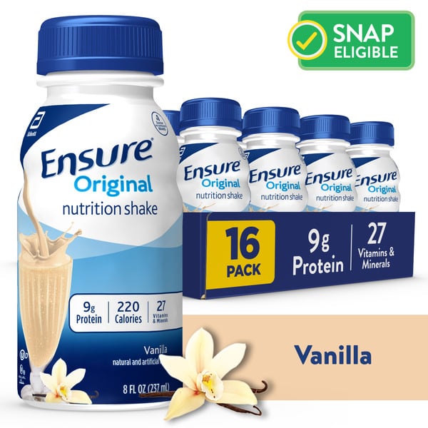 Protein & Meal Replacements Ensure Original Nutrition Shake Vanilla Ready-to-Drink Bottles hero