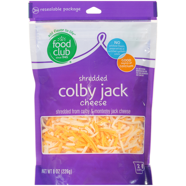 Packaged Cheese Food Club Colby Jack Colby & Monterey Jack Shredded Cheese hero