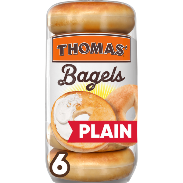 Breakfast Bakery Thomas’ 6 count, Plain Pre-sliced Bagels hero