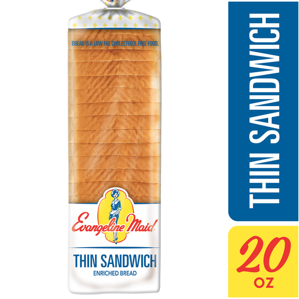 Bread Evangeline Maid Thin Sandwich Enriched Bread hero