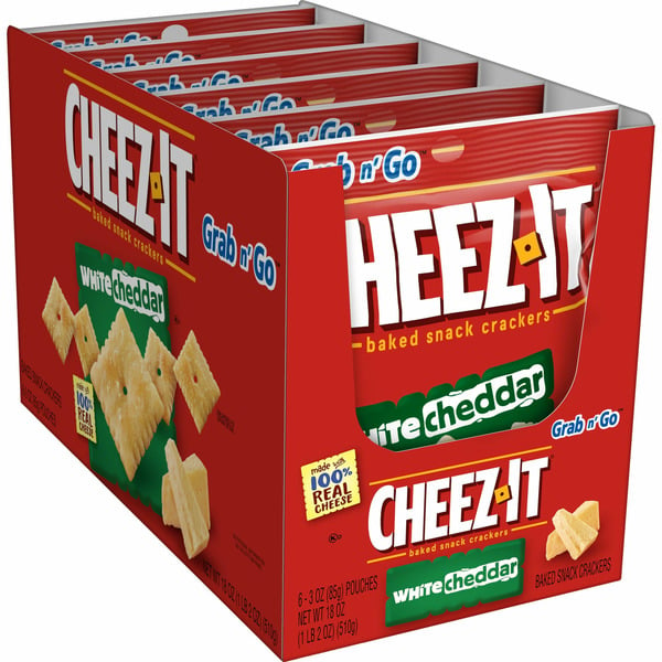 Snacks Cheez-It Cheese Crackers, Baked Snack Crackers, White Cheddar hero