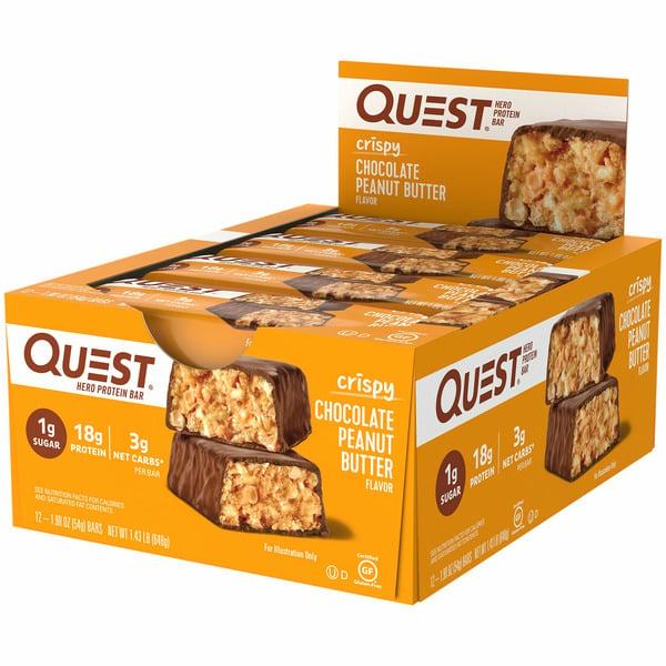 Quest Hero Protein Bar, Chocolate Peanut Butter Flavor, Crispy hero