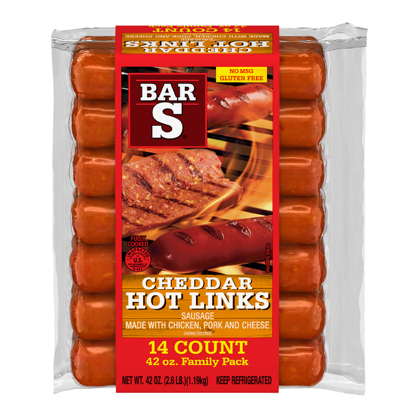 Hot Dogs, Bacon & Sausage Bar-S Cheddar Hot Links Southwestern Style Sausages hero