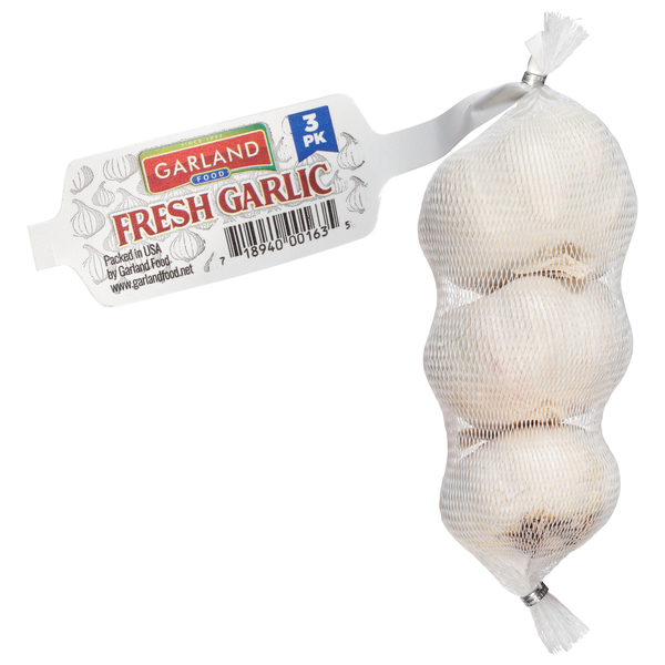 Fresh Vegetables Garland Food Garlic, Fresh, 3 Pack hero