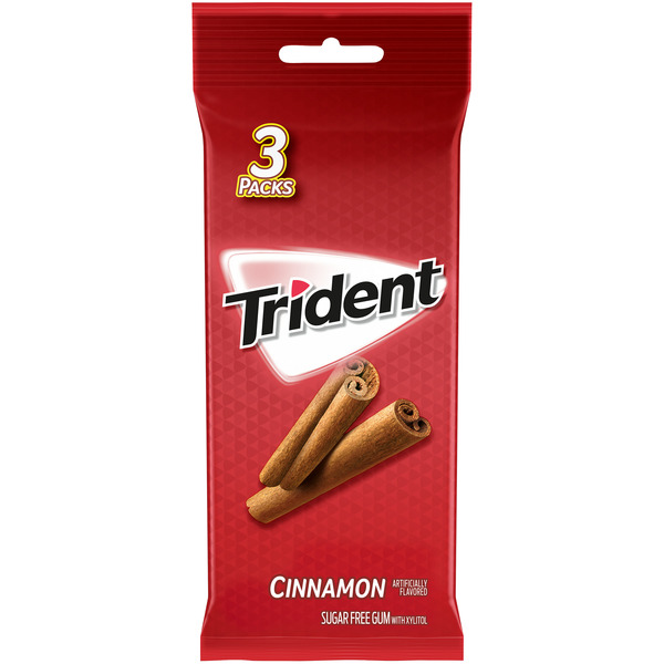 Candy & Chocolate Trident Sugar Free Gum, Cinnamon Flavor, 3 Packs (42 Pieces Total) hero