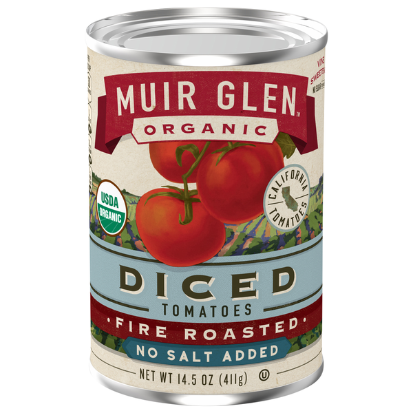 Canned & Jarred Vegetables Muir Glen Tomatoes, No Salt Added, Fire Roasted, Diced hero