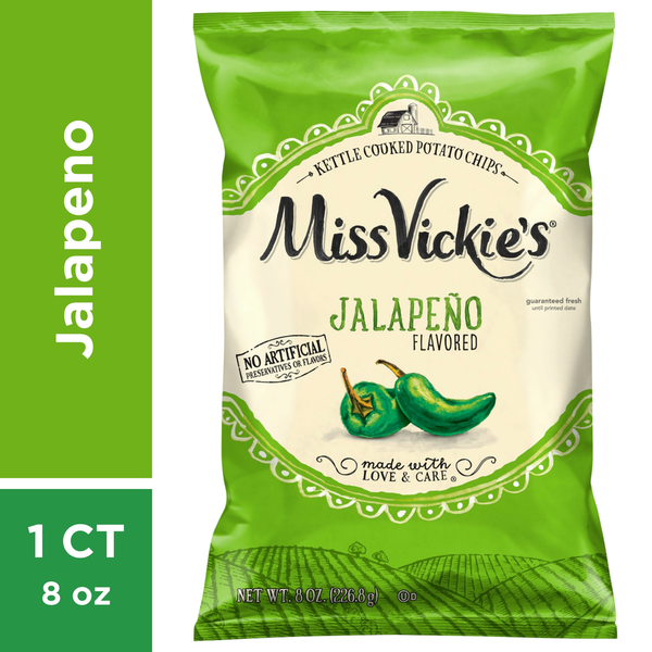 Chips & Pretzels Miss Vickie's Jalapeño Flavored Kettle Cooked Potato Chips hero