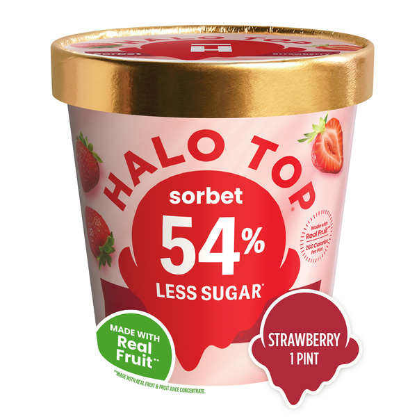 Ice Cream & Ice Halo Top Strawberry Fruit Sorbet Pint hero