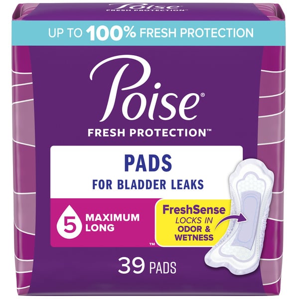 Adult Care Poise Incontinence Pads, Maximum Absorbency, Long Length hero