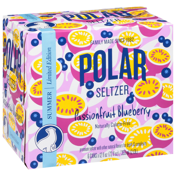 Beers & Coolers Polar Seltzer, Passionfruit Blueberry, Summer hero