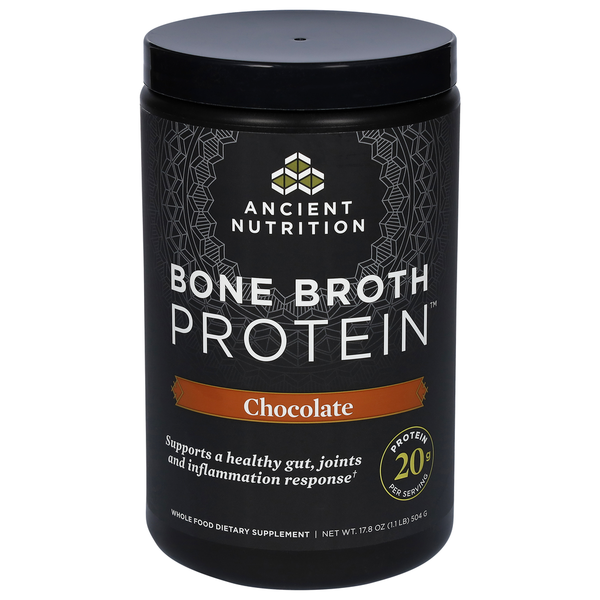 Dietary Supplements Ancient Nutrition Bone Broth Protein, Chocolate hero