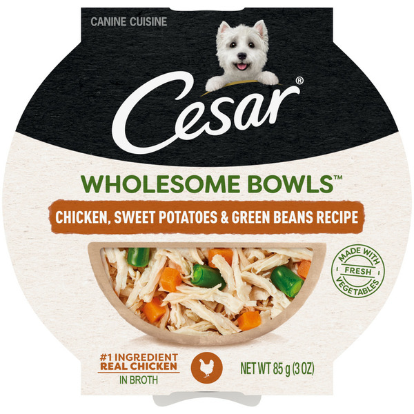 Cat Food & Care Cesar Wholesome Bowls Soft Wet Dog Food Toppers Chicken, Sweet Potatoes, & Green Beans hero