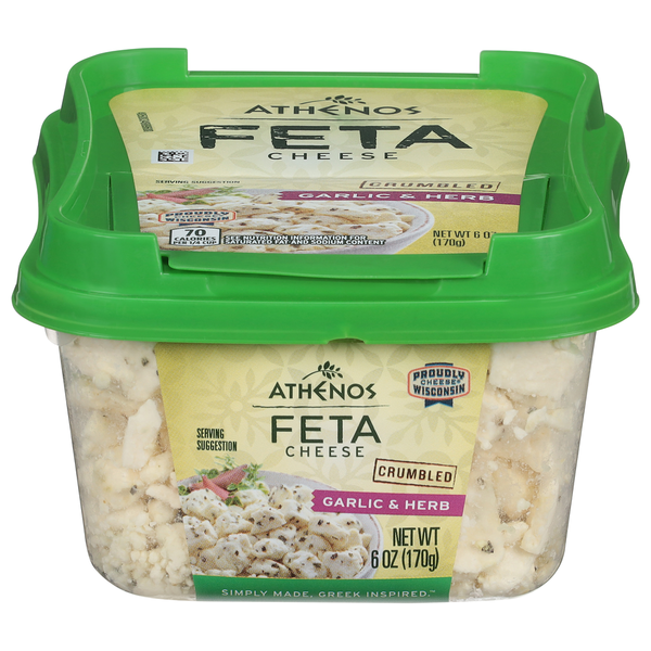 Packaged Cheese Athenos Garlic & Herb Crumbled Feta Cheese hero