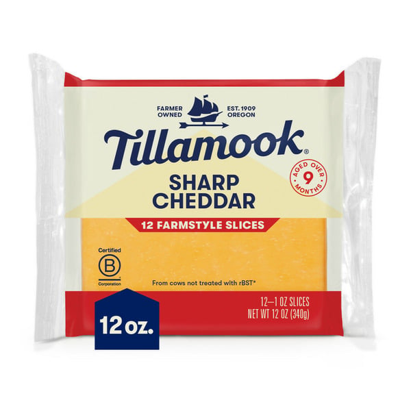 Packaged Cheese Tillamook Farmstyle Sharp Cheddar Cheese Slices hero