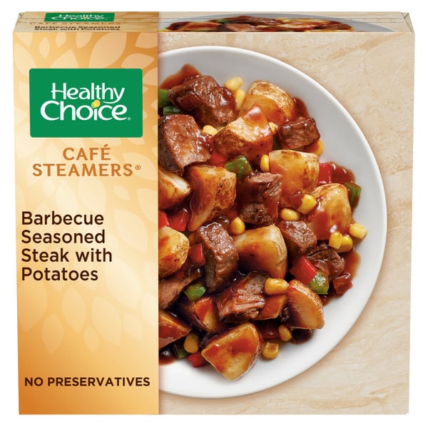 Prepare Foods Healthy Choice Café Steamers Barbecue Seasoned Steak With Potatoes Frozen Meal hero