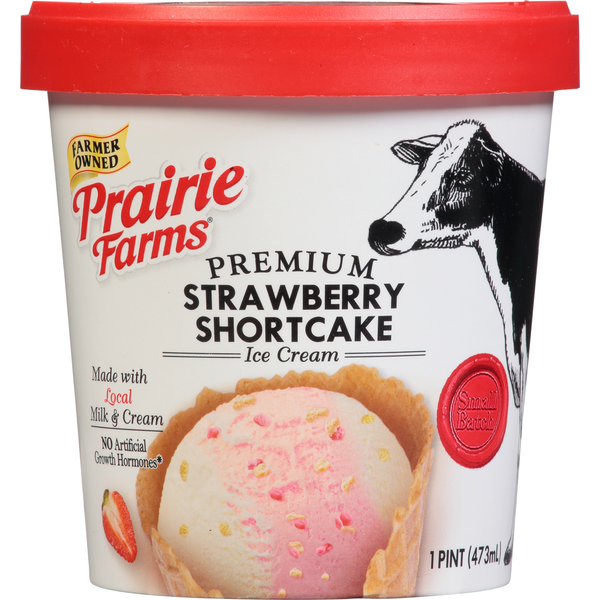 Ice Cream & Ice Prairie Farms Ice Cream, Strawberry Shortcake, Premium hero