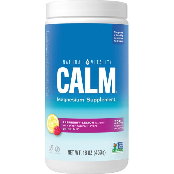 Stress & Sleep Aids Natural Vitality CALM Raspberry Lemon Flavored Magnesium Supplement Drink Mix hero