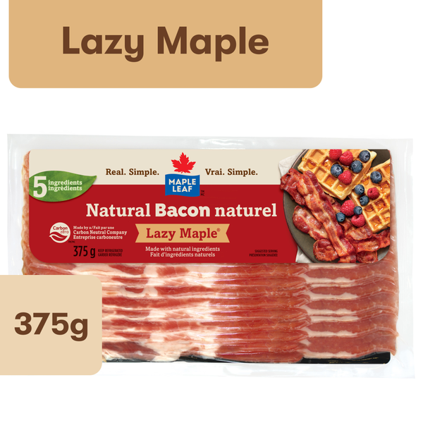 Hot Dogs, Bacon & Sausage Maple Leaf Lazy Maple Natural Bacon hero