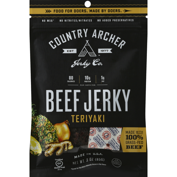 Popcorn & Jerky Country Archer Beef Jerky, Teriyaki hero