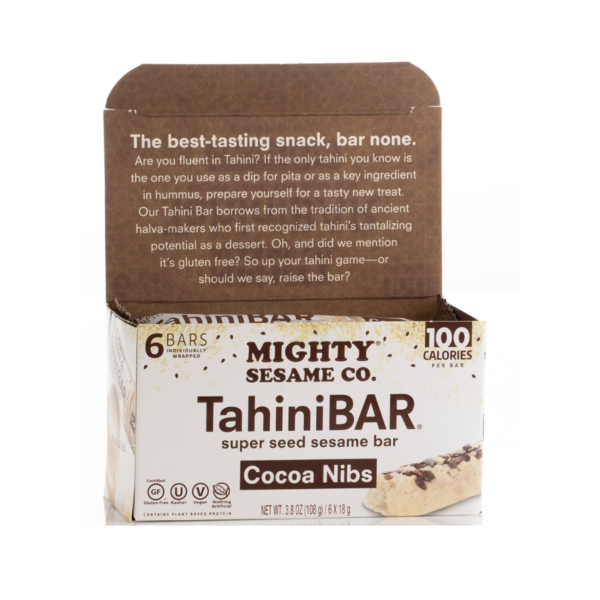 Kosher Foods Mighty Sesame Cocoa Nib, Tahini Bars hero