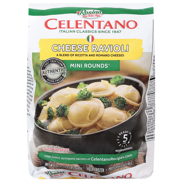 Frozen Meals Celentano Cheese Ravioli, Mini Rounds hero