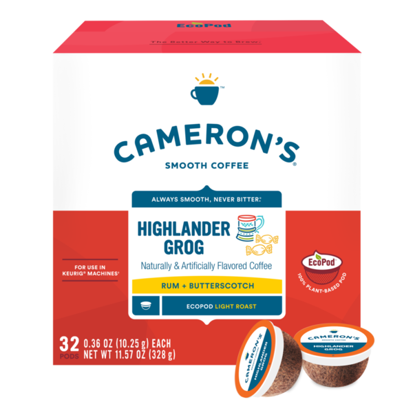 Coffee Cameron's Coffee, Smooth, Light Roast, Highlander Grog, EcoPod hero