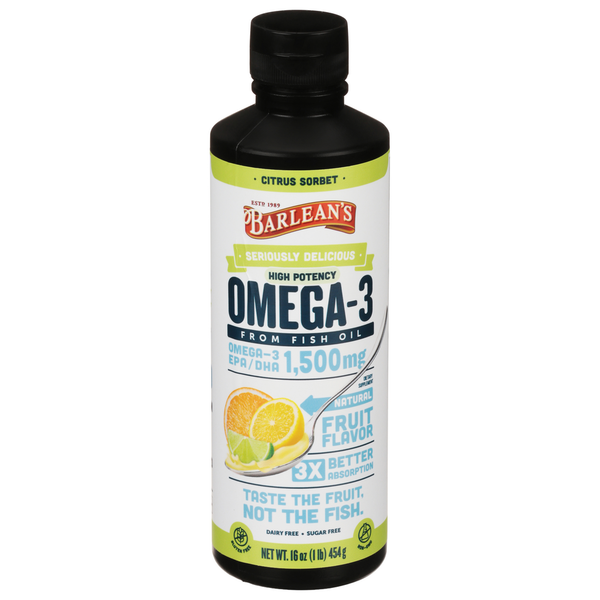 Vitamins & Supplements Barlean's Omega-3, Citrus Sorbet, 1500 mg hero