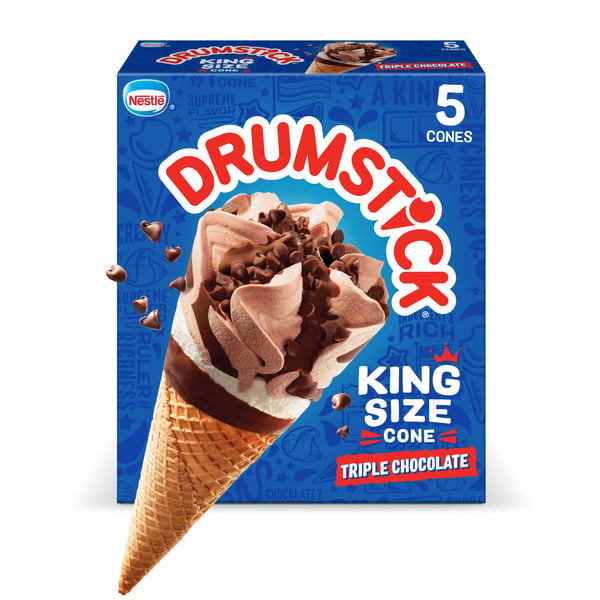 Ice Cream, Novelties & Ice Drumstick Triple Chocolate King Size Sundae Cones, hero