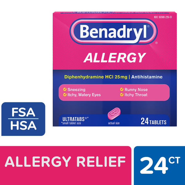 Cold, Flu & Allergy Benadryl Ultratabs Antihistamine Cold & Allergy Relief Tablets hero