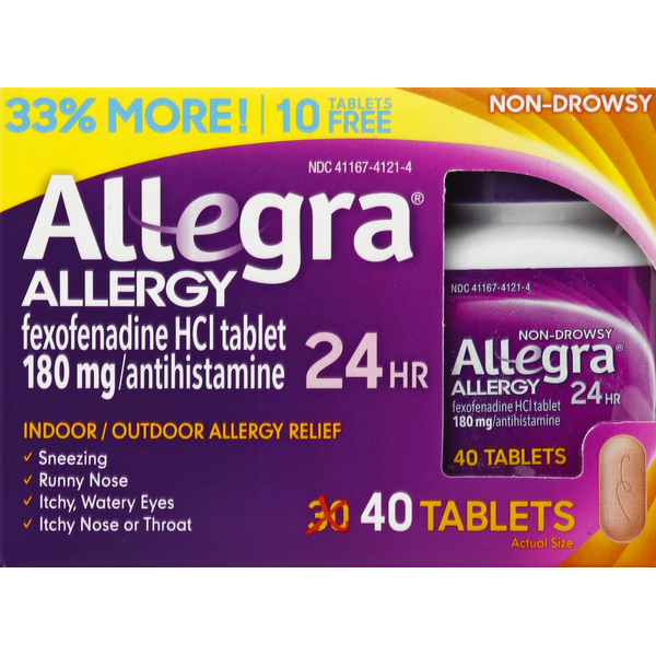 Cold, Flu & Allergy Allegra Allergy, 24 Hour, 180 mg, Non-Drowsy, Tablets hero