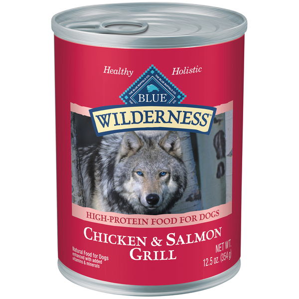 Wet Dog Food Blue Buffalo Wilderness High Protein, Natural Adult Wet Dog Food, Salmon & Chicken Grill hero