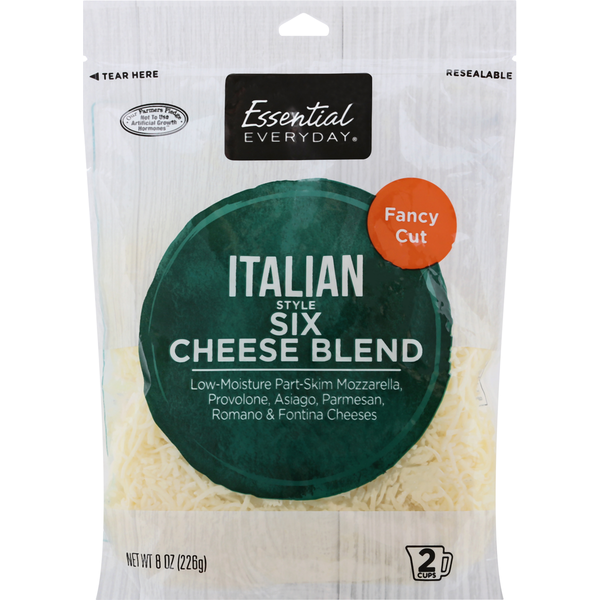 Packaged Cheese Essential Everyday Six Cheese Blend, Italian Style, Fancy Cut hero