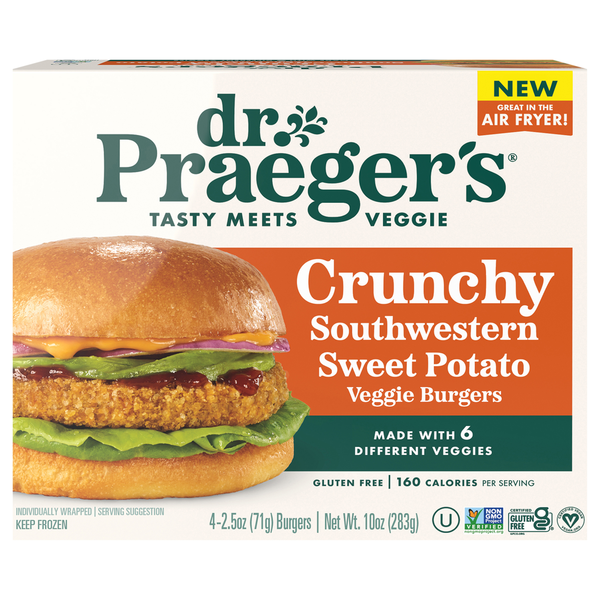 Dr. Praeger's Veggie Burgers, Crunchy, Southwestern Sweet Potato hero