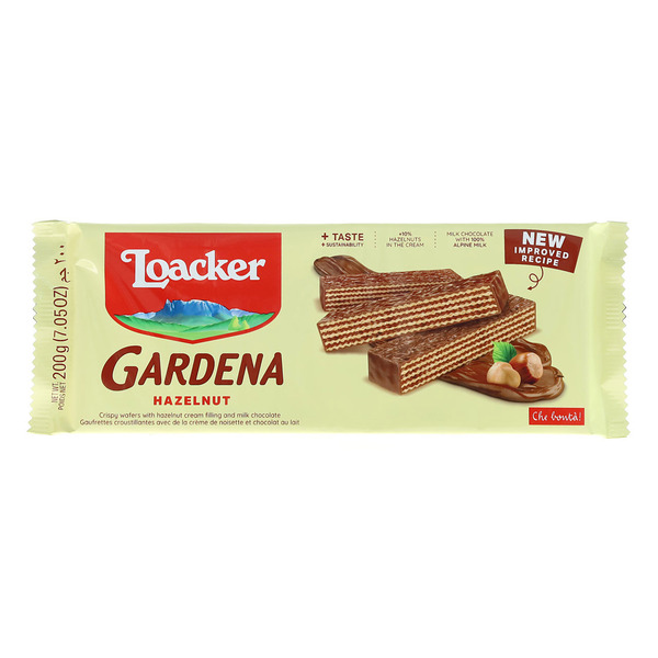 Cookies & Cakes Loacker Gardena Hazelnut, Chocolate Enrobed Wafer Cookies hero