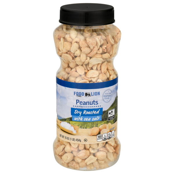 Nuts, Seeds & Dried Fruit Food Lion Peanuts, Dry Roasted, Bottle hero