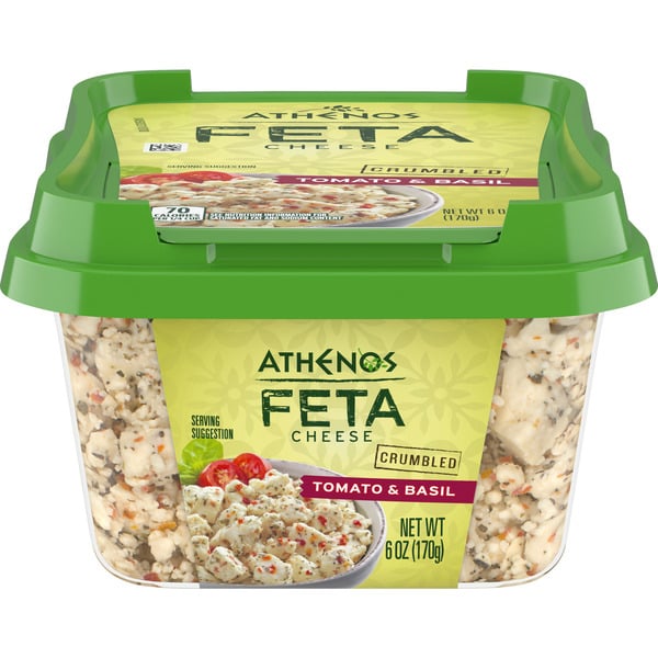 Packaged Cheese Athenos Tomato & Basil Crumbled Feta Cheese hero