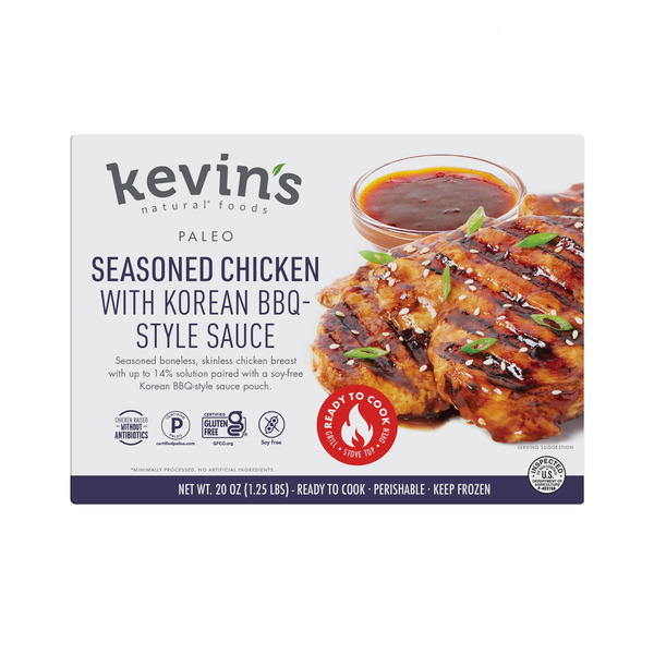 Frozen Meat Kevin's Natural Foods Seasoned Chicken with Korean BBQ-Style Sauce hero